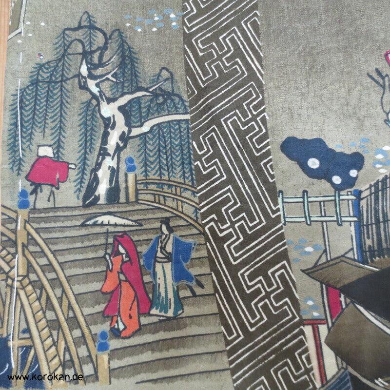 japanische Dorfszenen Seide Juban Unterkimono