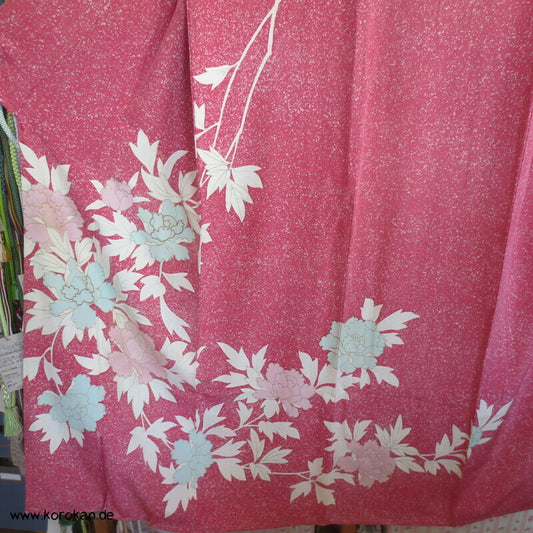 gedeckt pinkiger Päonien Seidencrepe Homongi Kimono