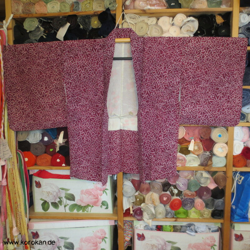 Ahornblätter Haori Kimono Jacke, Shibori Imitat, mit Himo