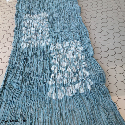 japanischer Zabuton Kissen Hanf Stoff - stark gekreppt, Blüten Ichimatsu Karo