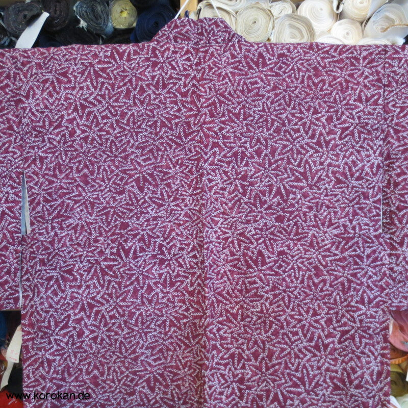 Ahornblätter Haori Kimono Jacke, Shibori Imitat, mit Himo