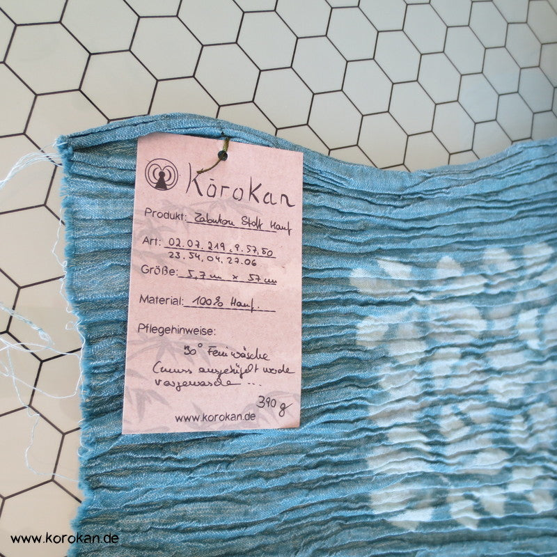 japanischer Zabuton Kissen Hanf Stoff - stark gekreppt, Blüten Ichimatsu Karo