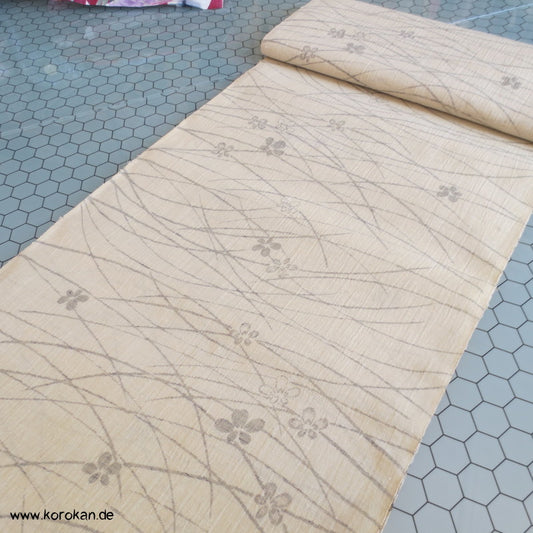 Gräser, Blüten Druck Kasuri Yukata Kimono Hanf Stoffrolle