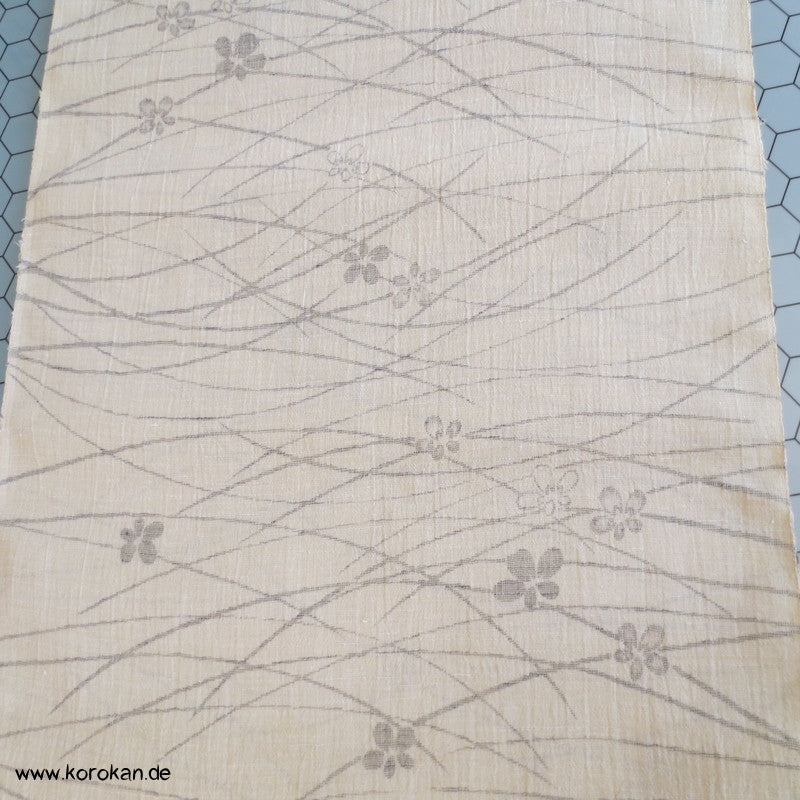 Gräser, Blüten Druck Kasuri Yukata Hanf Stoff