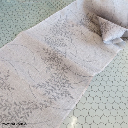 Yukata Kimono Hanf Stoffrolle feine graue Zweige in natur