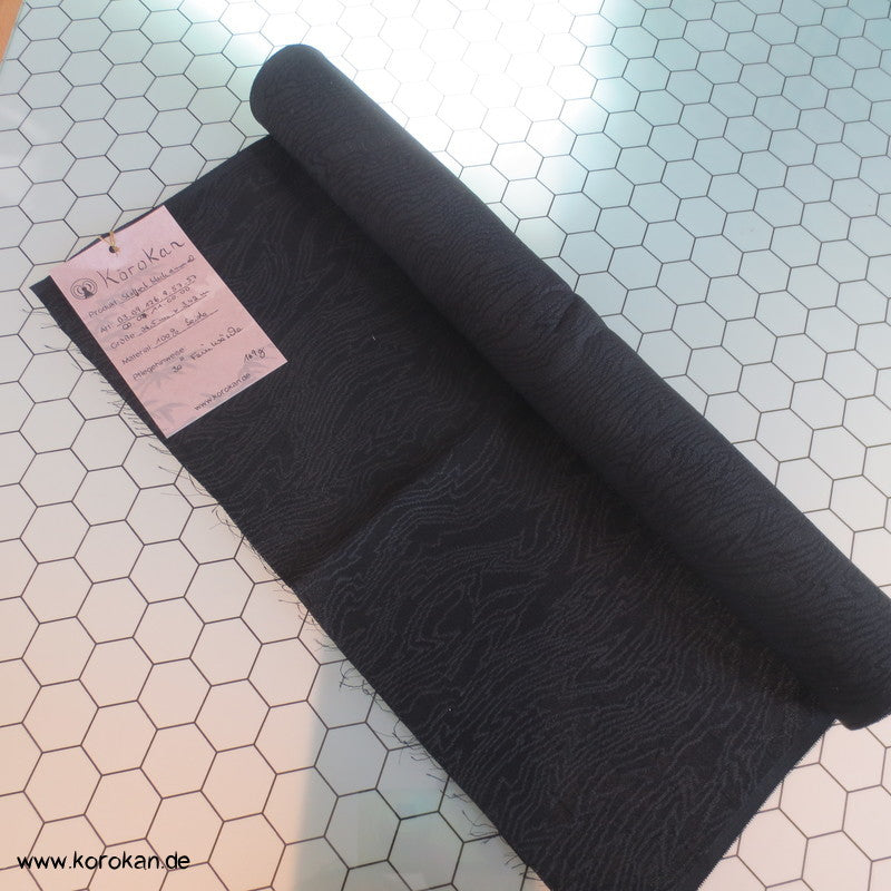 schwarzes Baumrindenmuster Seidendamast Kimono Haori Stoffrest