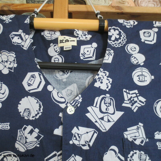 Koikuchi - Karpfenmaul Hemd aus Yukata Stoff