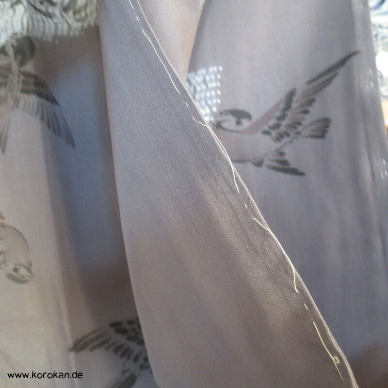 Spatzen und Bambus auf Shibori Fächern Juban Unter - Kimono
