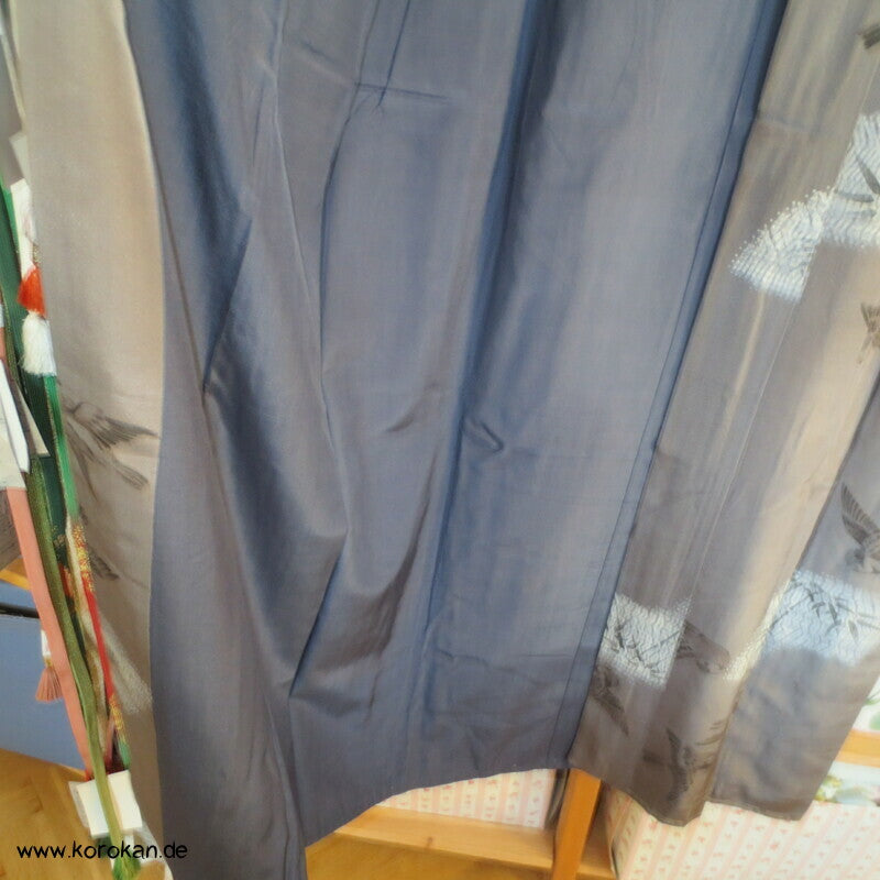 Spatzen und Bambus auf Shibori Fächern Juban Unter - Kimono