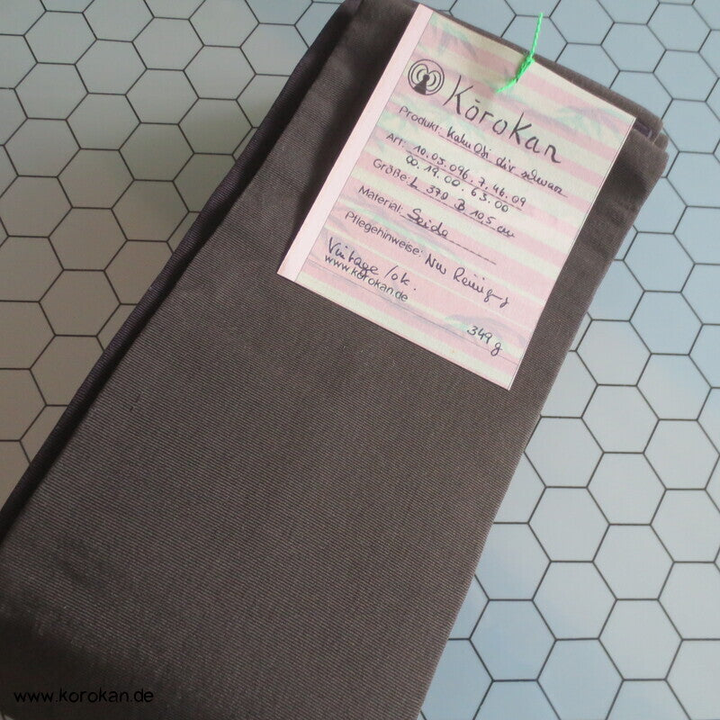 Kaku Seiden Obi Kimono Gürtel Rips, oliv - schwarz