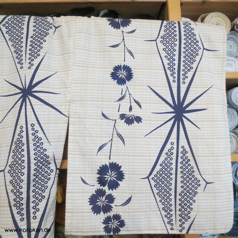handbestickter Yukata Baumwoll Sommer Kimono Nadeshiko Grasnelken