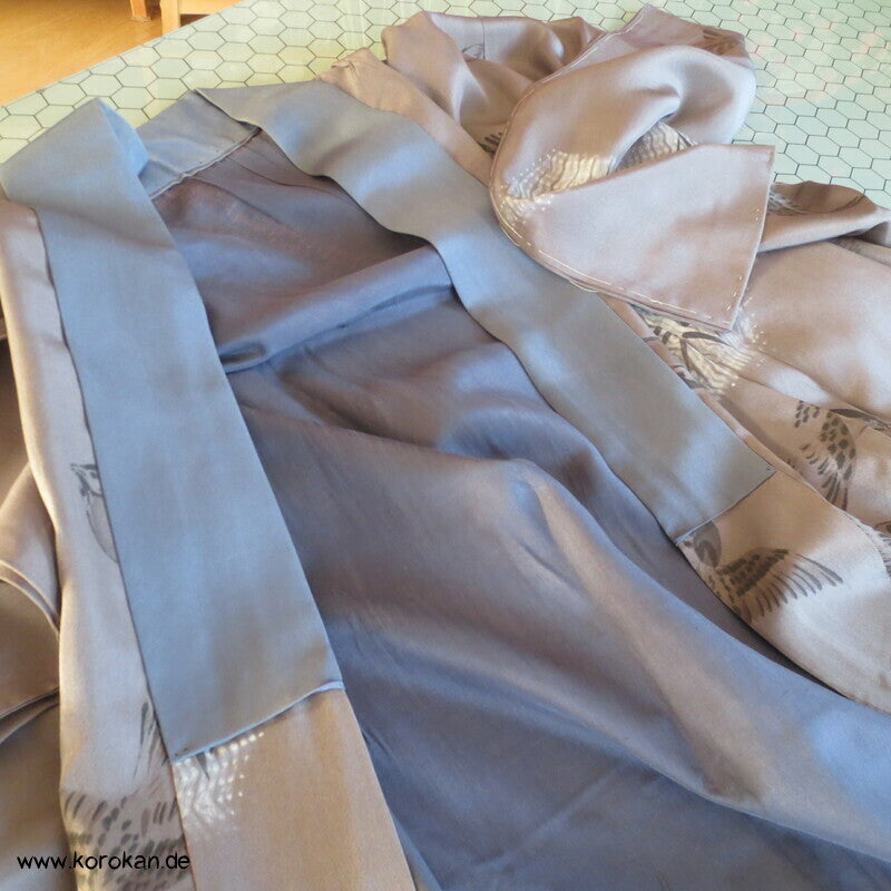 Spatzen und Bambus auf Shibori Fächern Juban Unter - Kimono