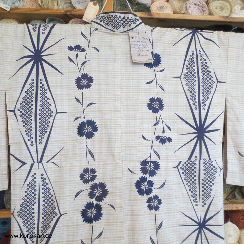 handbestickter Yukata Baumwoll Sommer Kimono Nadeshiko Grasnelken