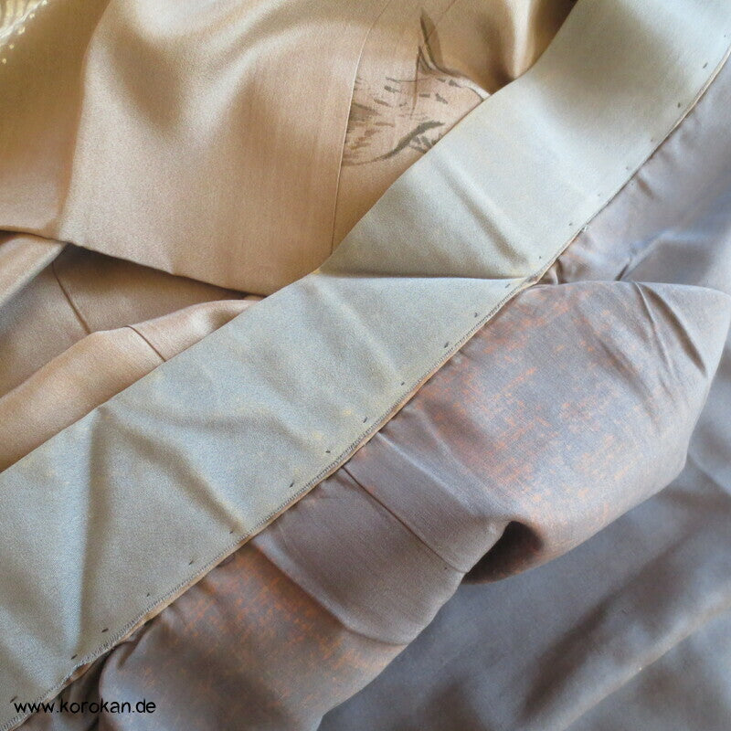 Spatzen und Bambus auf Shibori Fächern Juban Unter - Kimono