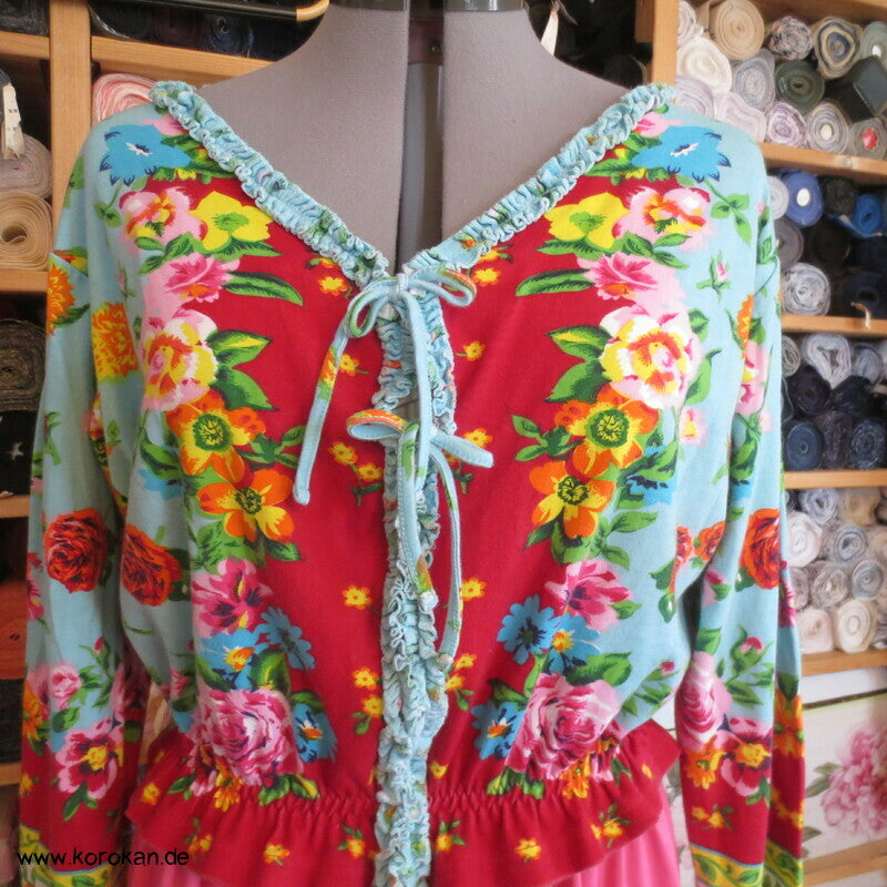 Upcycling Jersey Sommerkleid - quietschbunte chinesische Rosen