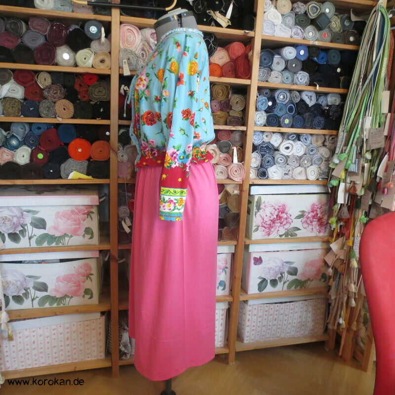 Upcycling Jersey Sommerkleid - quietschbunte chinesische Rosen