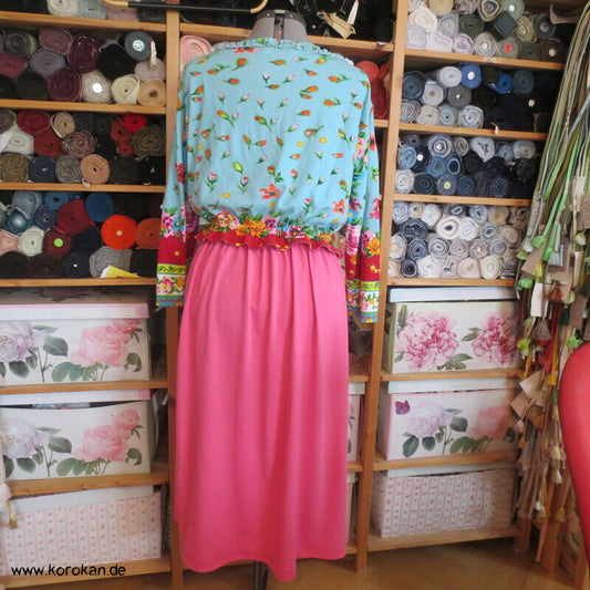 Upcycling Jersey Sommerkleid - quietschbunte chinesische Rosen