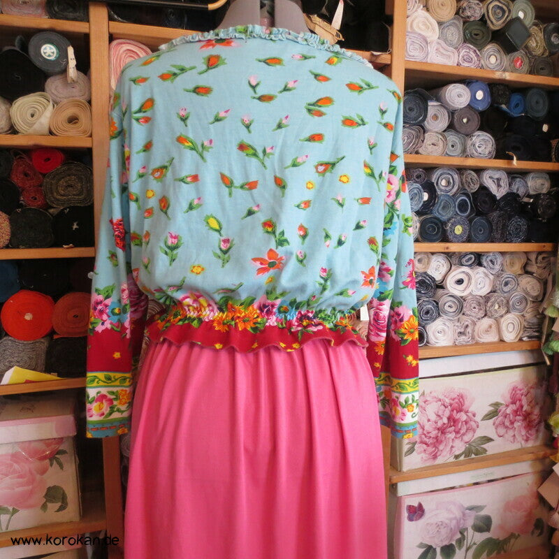 Upcycling Jersey Sommerkleid - quietschbunte chinesische Rosen