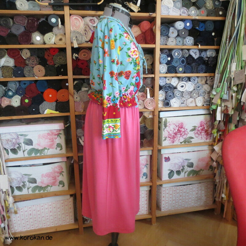 Upcycling Jersey Sommerkleid - quietschbunte chinesische Rosen
