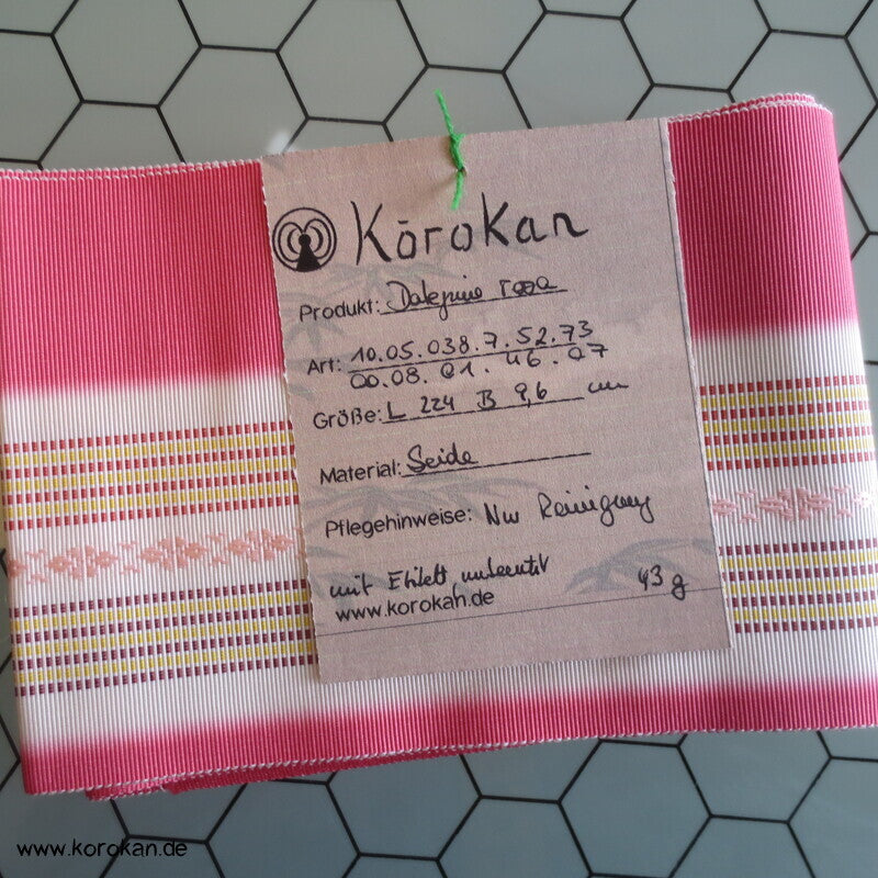 rosa hell Streifen und Muster Seidenrips, Date Jime Obi für Juban