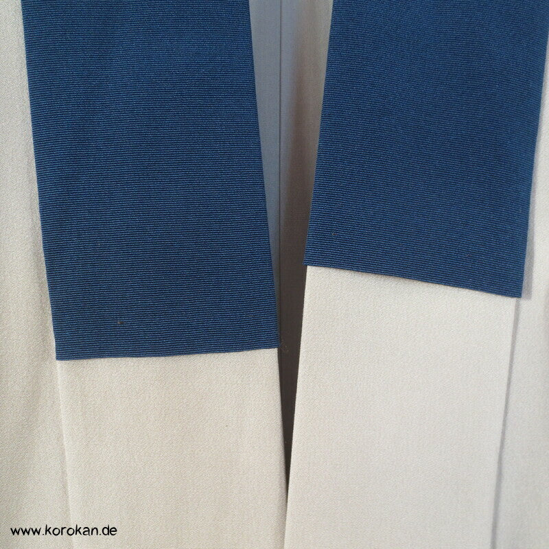 gemalte Hafenlandschaft, Boote, schilffarbene Seide, Juban Unter Kimono