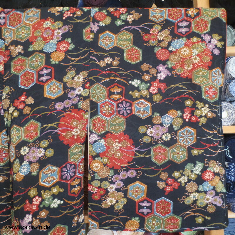 Kikko und Blüten Seidendamast Komon Kimono