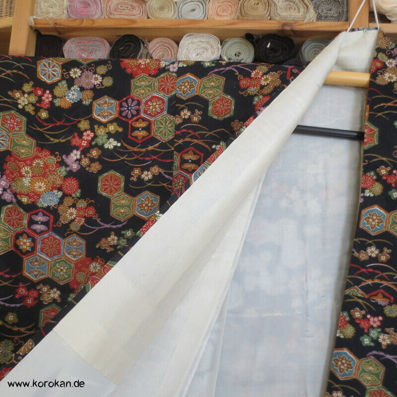 Kikko und Blüten Seidendamast Komon Kimono
