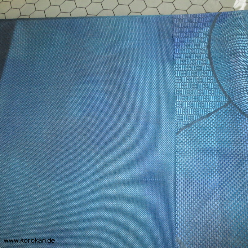 Segaiha Wellen in glänzendem Blau Fukuro Obi