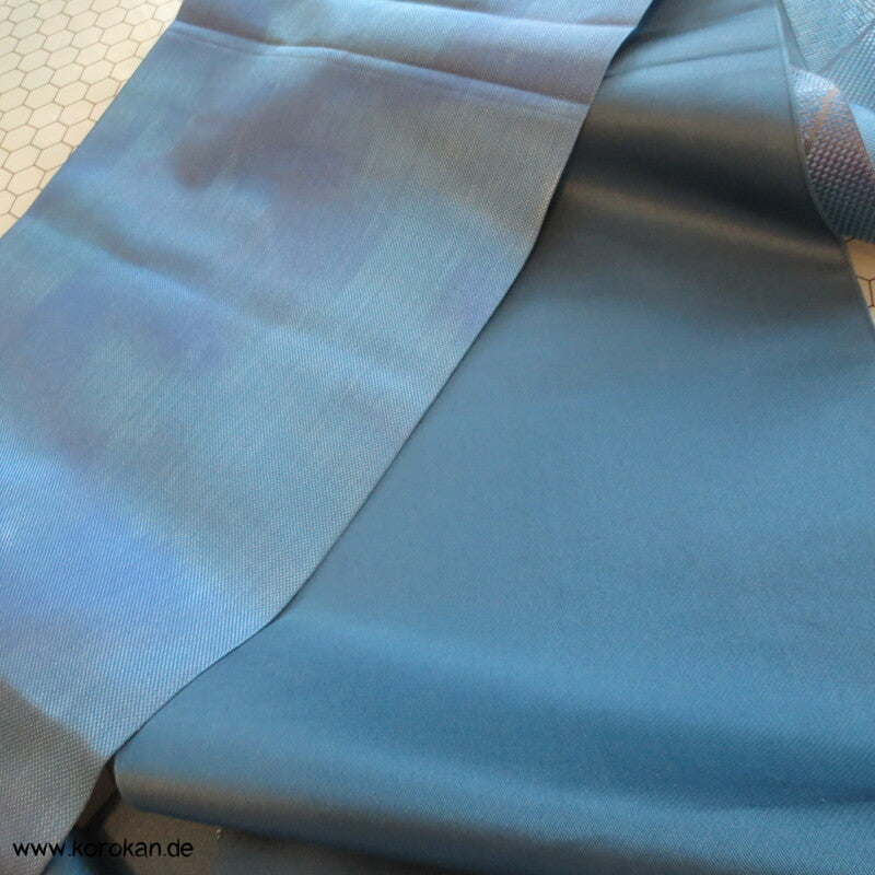 Segaiha Wellen in glänzendem Blau Fukuro Obi