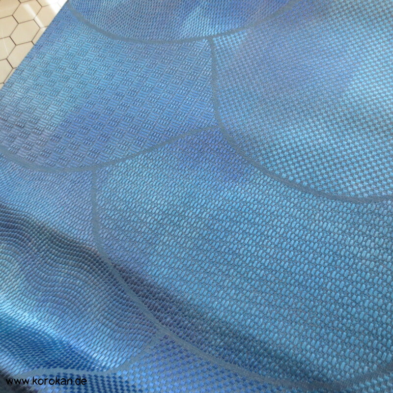 Segaiha Wellen in glänzendem Blau Fukuro Obi