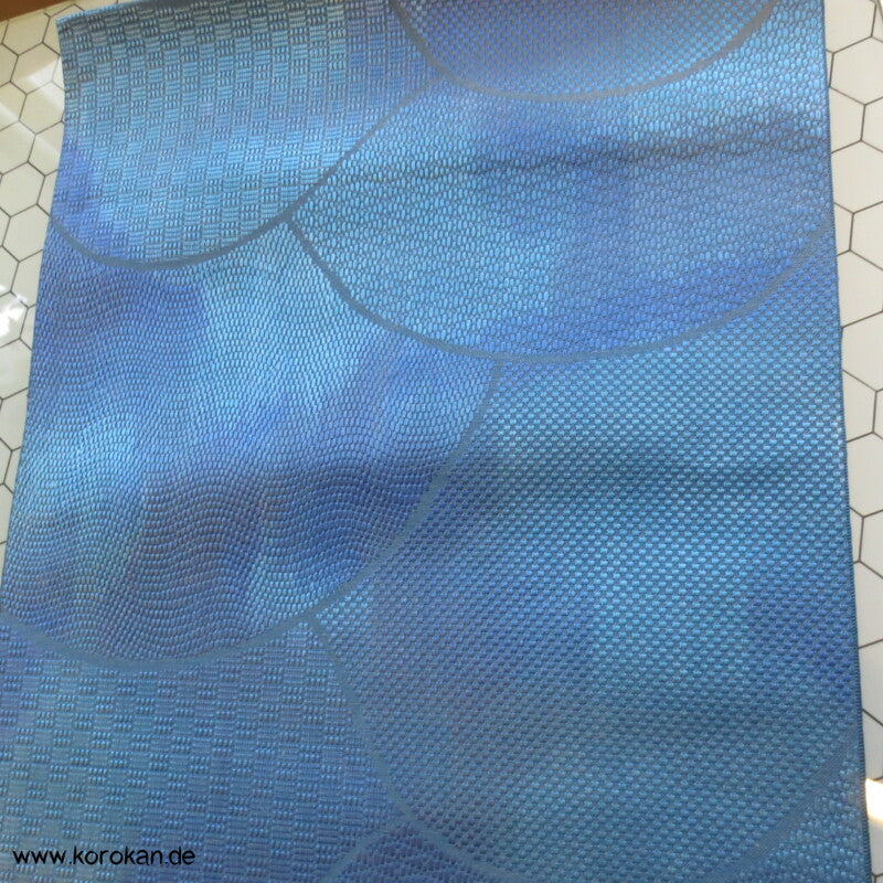 Segaiha Wellen in glänzendem Blau Fukuro Obi