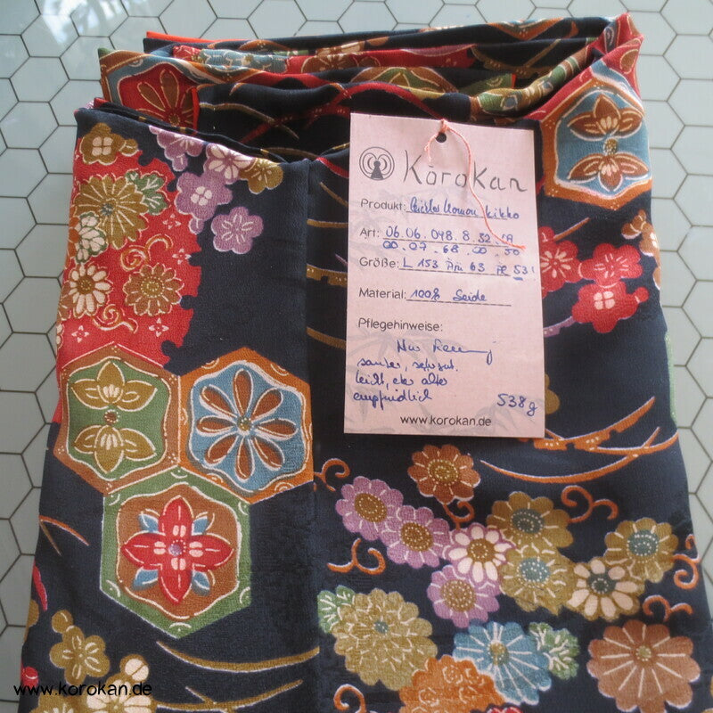 Kikko und Blüten Seidendamast Komon Kimono