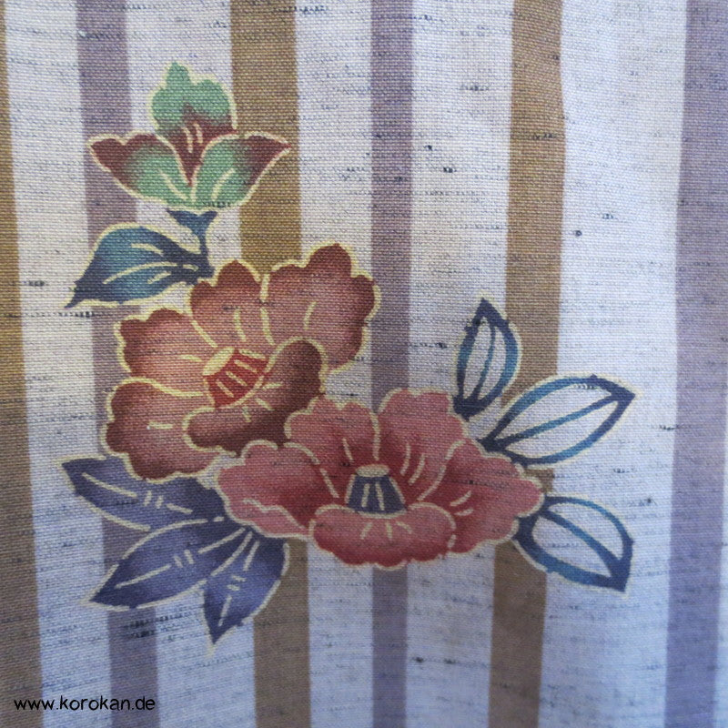 Streifen und Blumen Kosode Hitoe - ungefütterter Kimono