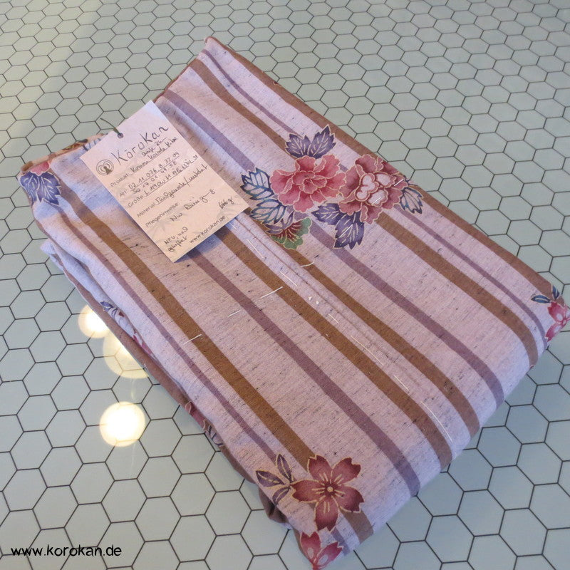 Streifen und Blumen Kosode Hitoe - ungefütterter Kimono