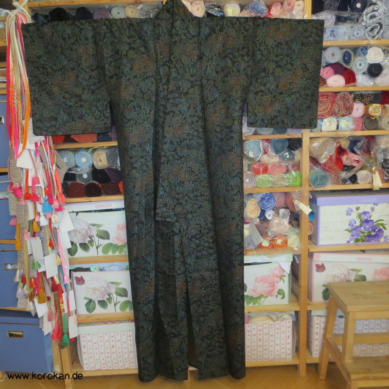 Päonien Jacquard Kasuri Hitoe Woll Kimono