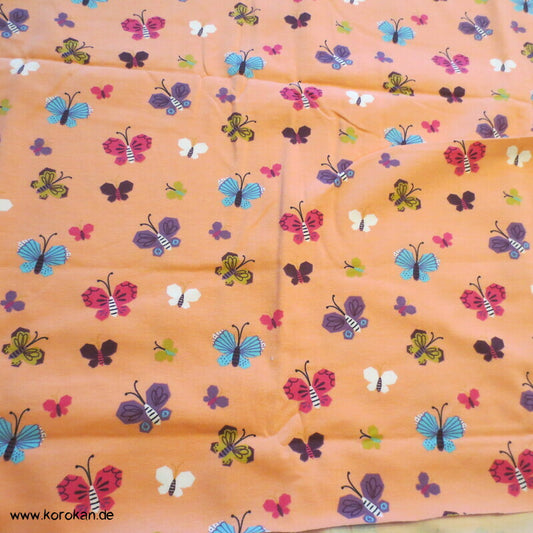 Baumwolljersey Schmetterlinge auf apricot