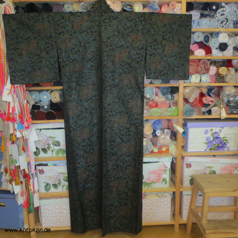 Päonien Jacquard Kasuri Hitoe Woll Kimono