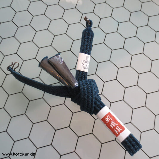 Seide, dunkelblau Haori Himo für Männer, mit Etikett