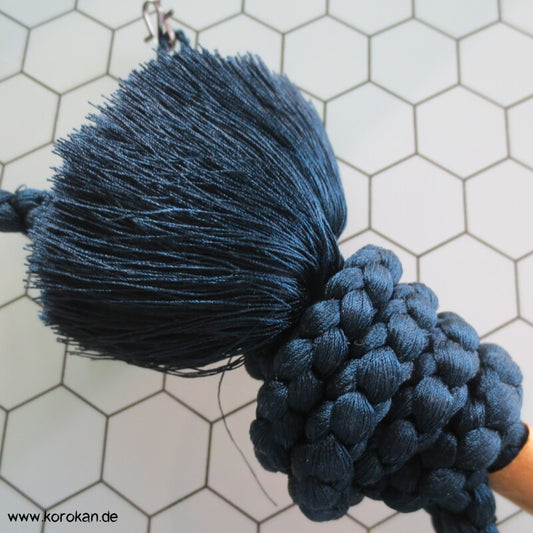 Seide, dunkelblau, großer Haori Himo für Männer - mit Etikett