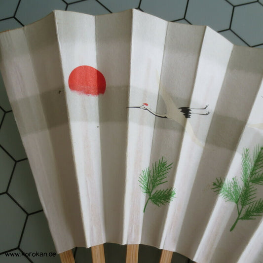 Kraniche im Flug Kinder Fächer Papier auf Bambus