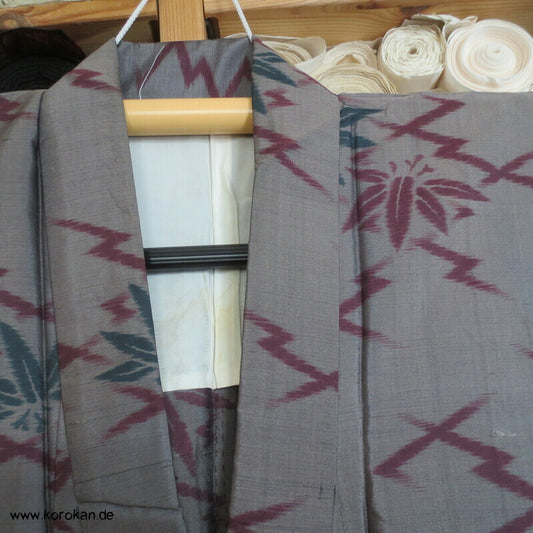 Art Deco Matsukawabishi und Bambus Hitoe Meisen Seiden Kimono