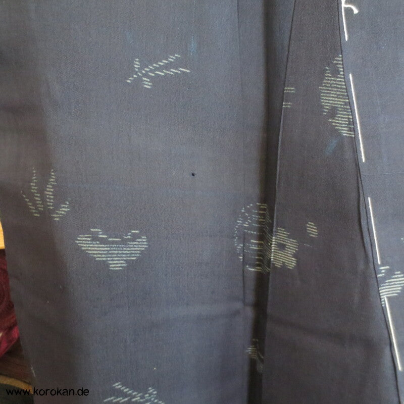japanische Muster beige auf schwarzbraun Sha Organza Hitoe Kimono