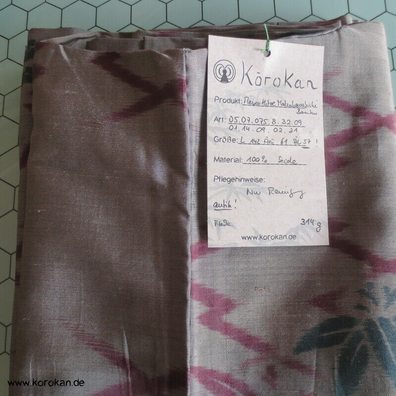Art Deco Matsukawabishi und Bambus Hitoe Meisen Seiden Kimono