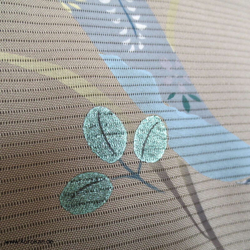 Nandina Tanzaku Hitoe ungefütterter Homongi Kimono - Rho Seide