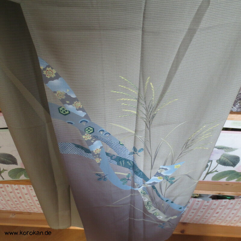 Nandina Tanzaku Hitoe ungefütterter Homongi Kimono - Rho Seide