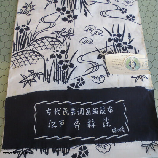 Iris und Bambusgitter Yukata Kimono Baumwoll Stoff