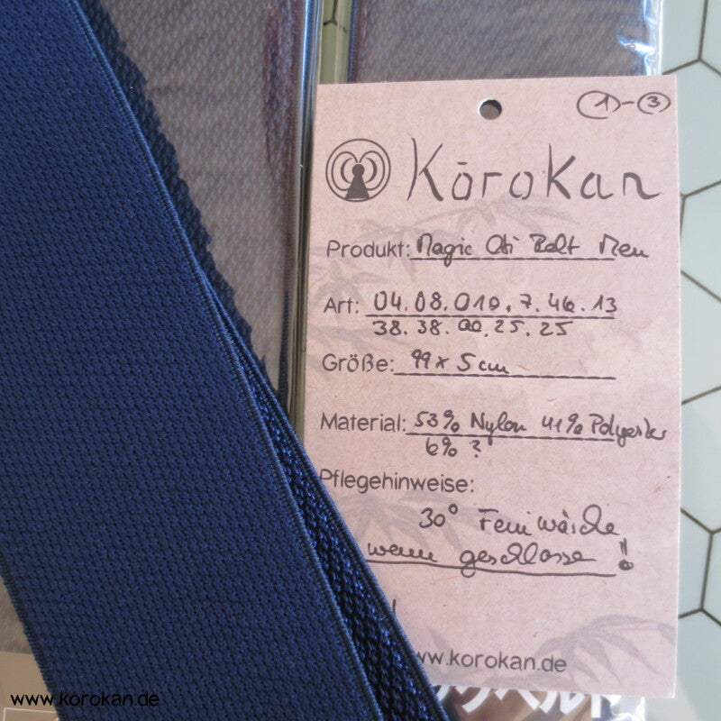 elastischer Klettverschluss Magic Belt blauer Date Jime / Han Haba Obi