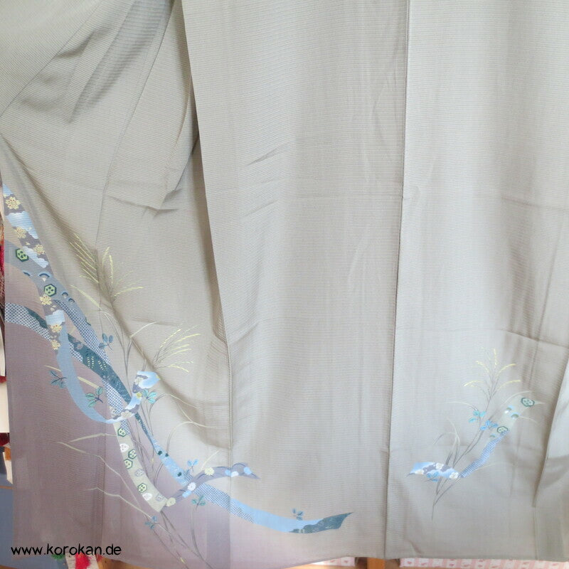 Nandina Tanzaku Hitoe ungefütterter Homongi Kimono - Rho Seide