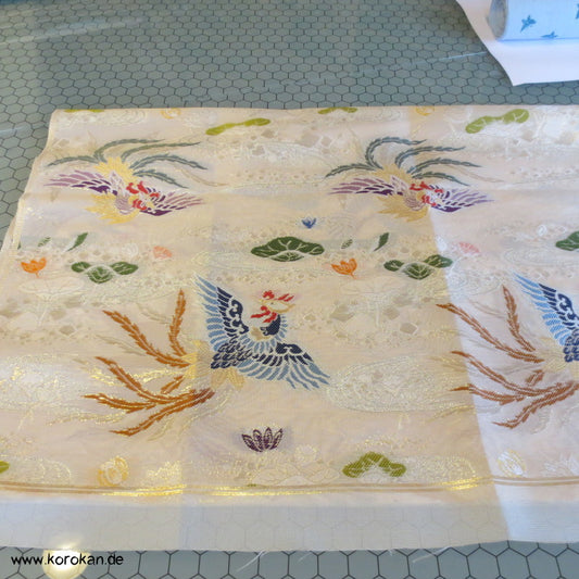 Phönix und Lotus Seidenbrokat Stoffrest