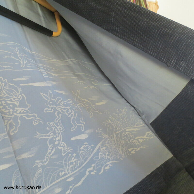 Chuga Giga Manga Futter - Haori Jacke blauer Seiden Tsumugi